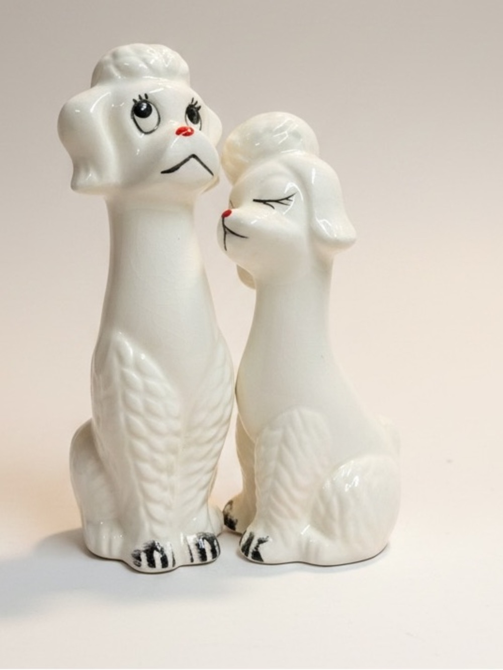 Vintage Loving White Poodle Dog Salt and Pepper Shakers